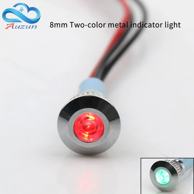 

8mm double-color metal indicator light positive input negative input 3 welding feet 6V 12V 24V 110V 220V