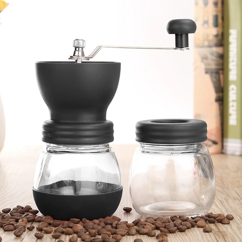 Washable Coffee Beans Grinder Vintage Glass Rubber Coffee Maker Mini