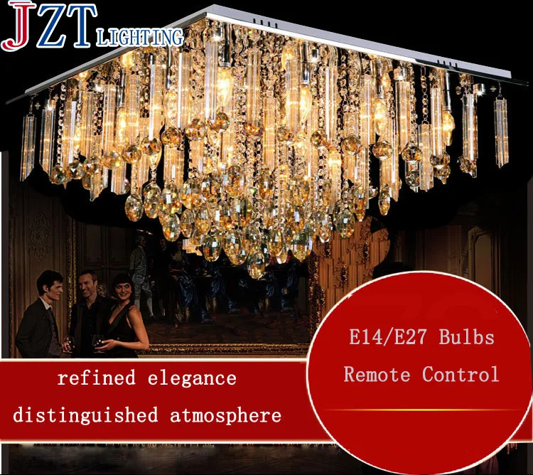 

M Luxury K9 Crystal Ceiling Lamp L80*W80cm With Remote Control Modern Large Square Hotel Chandelier Crystal Lustres LED Light