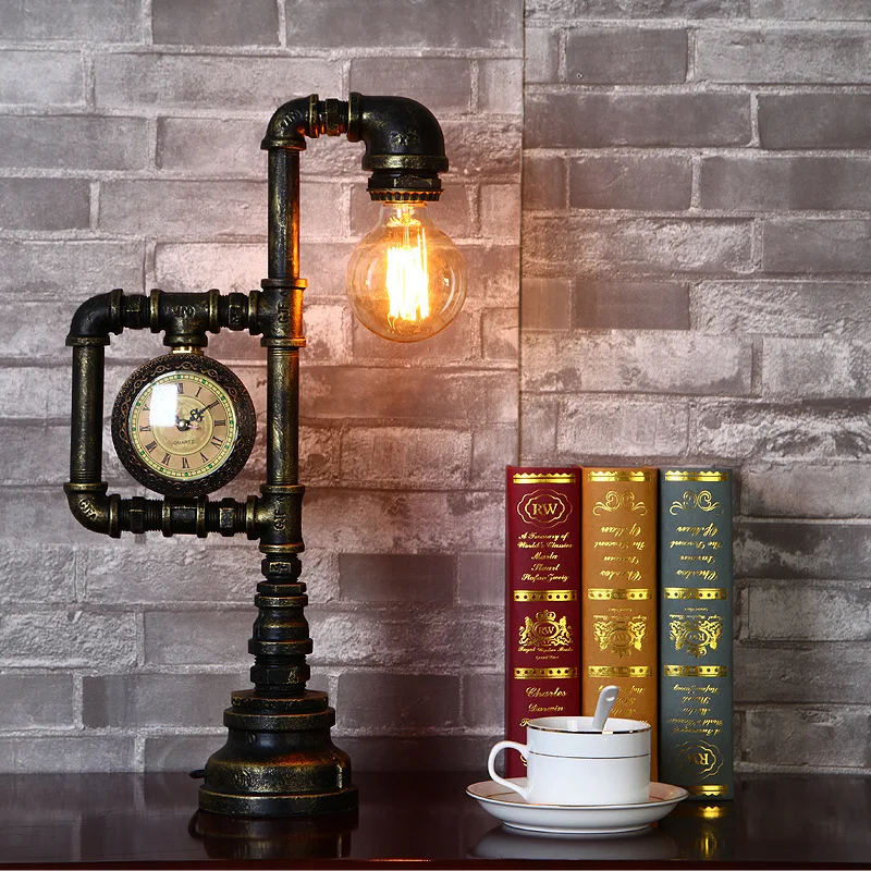 Vintage Industrial Lighting Loft E27 Metal Edison Desk Lamps Steampunk Wrought Iron Base Antique Table Lamps Lights Night Lamps