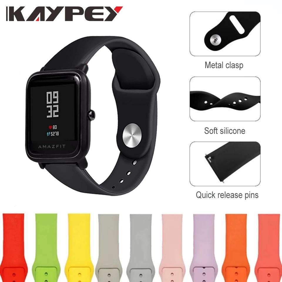 20 мм силиконовый ремешок для Xiaomi Huami Amazfit Bip BIT PACE Lite Youth Smart Watch Band для Huami Amazfit Youth Bracelet ремешок