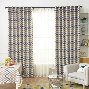 

Popangel Polyester Stripe Printed Blackout Finished Curtains for Living Room Fashion Elegant and Environmental drapes Customized