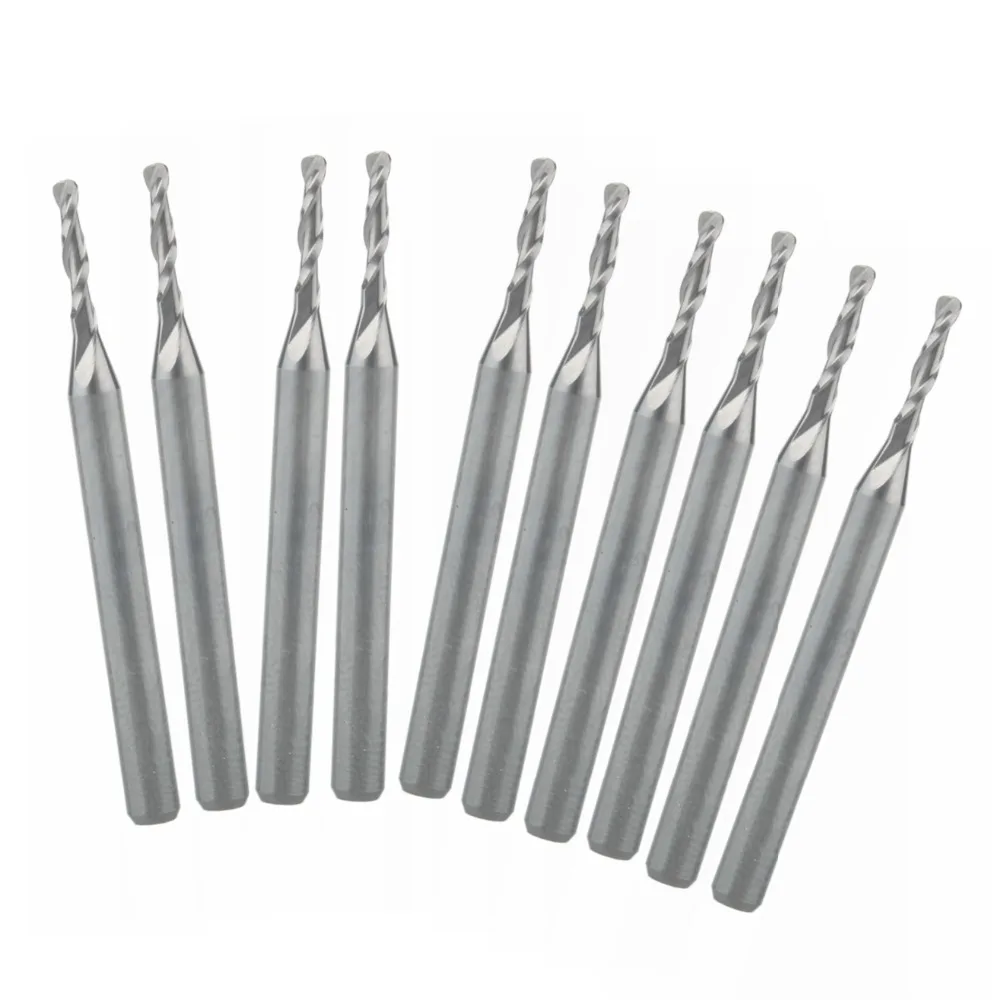 10pcs 3 175X1 5X8mm 2 Flute Carbide Ball Nose End Mills Router Bit in
