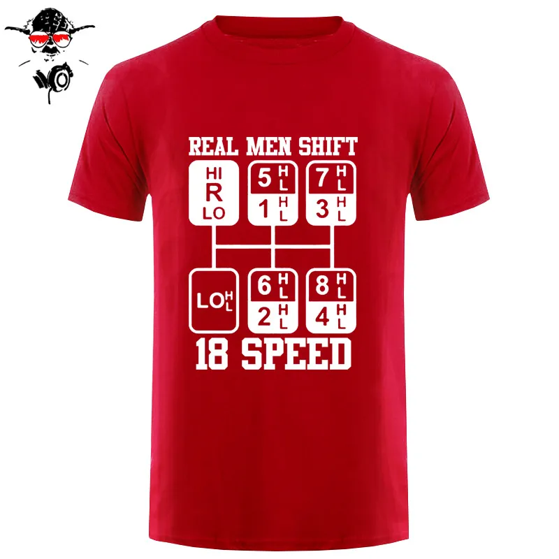 Настоящая мужская 18 скоростная забавная футболка с водителем грузовика, летняя футболка - Цвет: red white