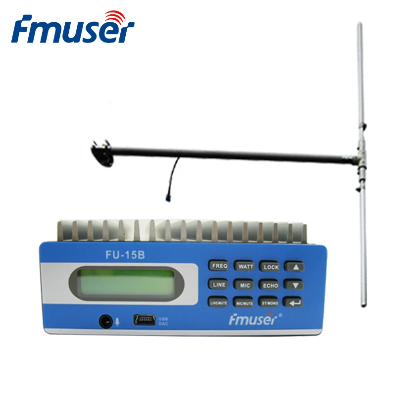 FMUSER FU-15B 15 Вт fm-радиопередатчик набор дальний fm-передатчик радио станция вещания+ 1/2 волна дипольная антенна комплект CZE-15B