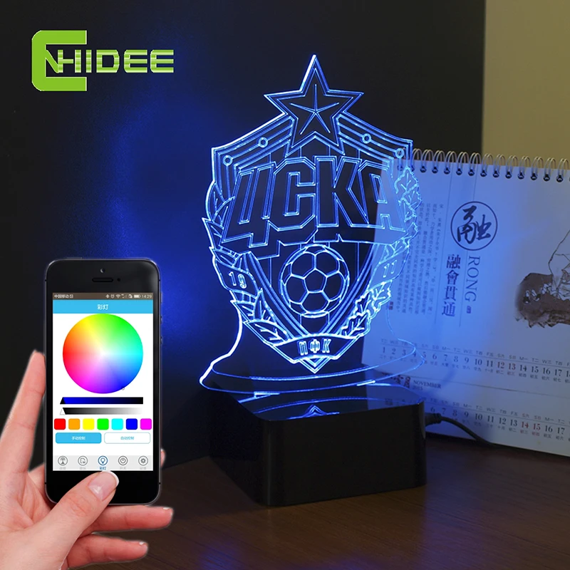 

CNHIDEE USB Novelty 3D Music Lampe CSKA Russia Football Led Table Lampara as Home Decor Night Light for Children
