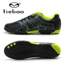 TIEBAO Professional Boys Football Soccer Shoes Top Quality TF Turf Rubber Soles Black Soccer Cleats Sports