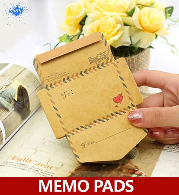 10 packs / lot , creative kraft envelope memo pads , vintage envelope