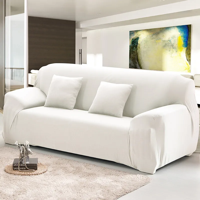 Белый эластичный чехол для дивана, набор хлопковых стрейчевых чехлов для дивана, для гостиной, для домашних животных, угловой чехол для дивана, защитный диван