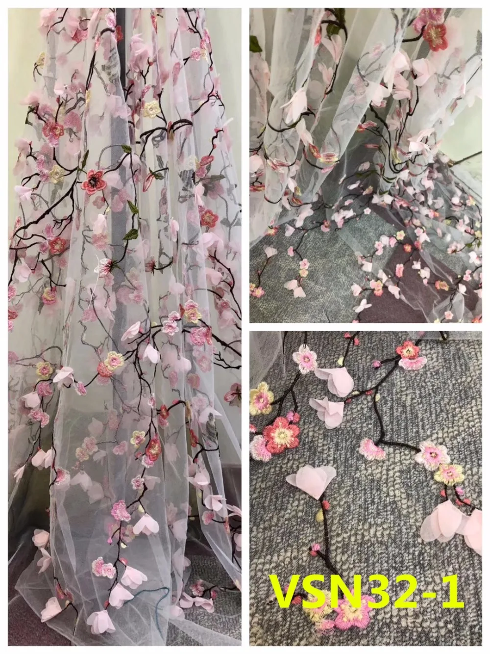 

Fashion frowers embroidery Nigerian wedding wholesale net tulle lace