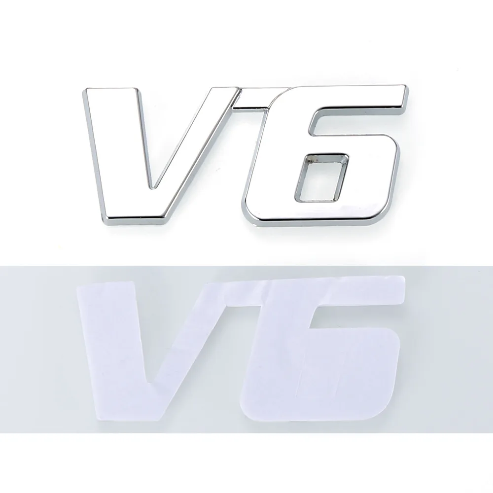 

3D Car Styling Silver "V6" Adhesive Decals Car Truck Decor Emblem Badge Logo Sticker LC358 Car Accessories