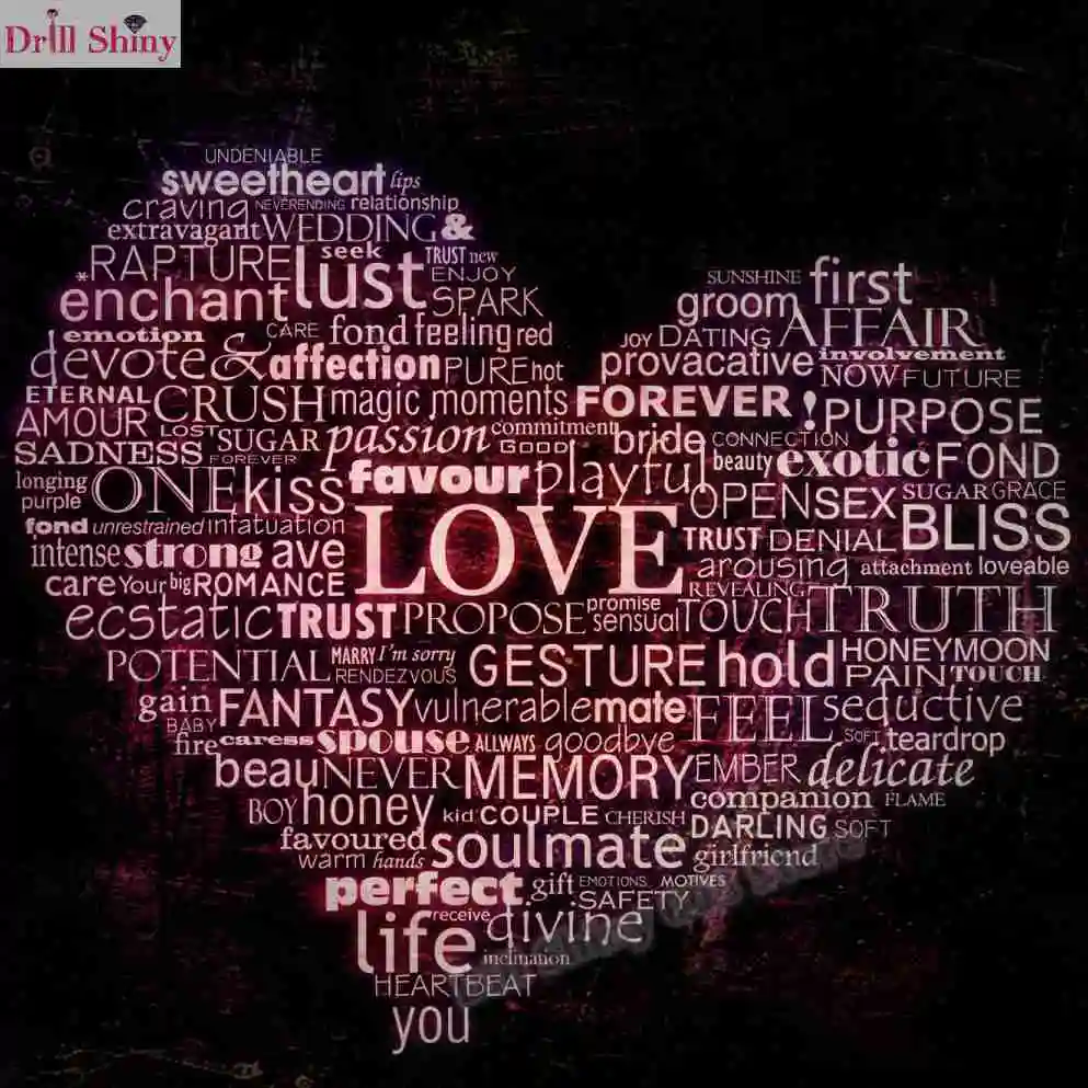 

5D DIY Love words heart shaped confession diamond paintings room decor Embroidery Pattern 3D Cross stitch mosaic stickers gift