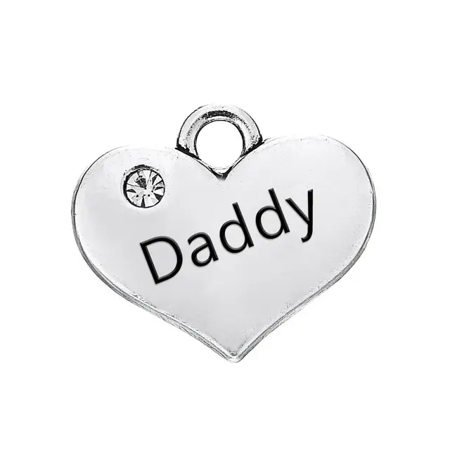 30PCS European American Style Heart Shaped Crystal Letter Daddy DIY 