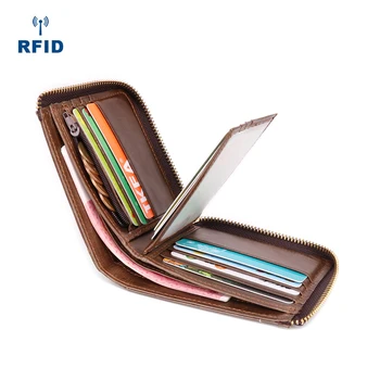 

New Sale 2019 Genuine Leather Men Wallet RFID Blocking Wallet Men Fashion Cow Leather Purse Identity Protection Men's Wallets