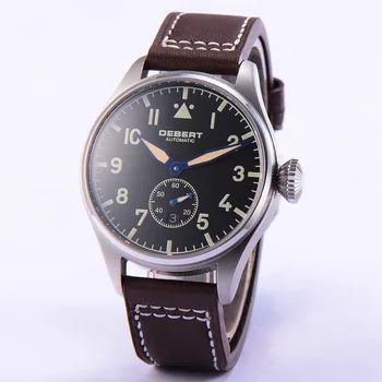 

High quality Pilot 42mm DEBERT Sapphire Glass Black Dial Automatic Wristwatches Luxury top brand Mechanical clock