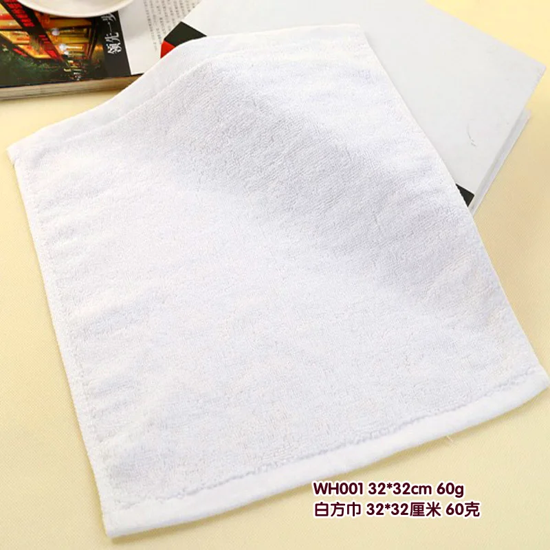 Белое полотенце салфетка хлопчатобумажная пряжа белые полотенца чистое отбеливание полотенце платок шарф - Цвет: WH001 60G 32x32cm