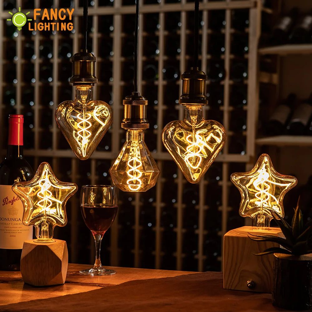 Lámpara Led E27 estrella/corazón/diamante espiral suave LED lámpara de filamento para casa/sala de estar/dormitorio /comedor decoración 220 V bombillas led Lámpara Led E27 estrella/corazón/diamante espiral suave LED lámpara de filamento para casa/sala de estar/dormitorio /comedor decoración 220 V bombillas led