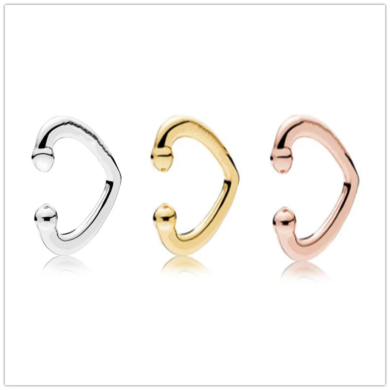 

SHINETUNG 1:1 S925 Sterling Silver Earrings Open Heart Ear Clip Fashion Jewelry