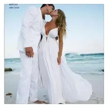 Сексуальное недорогое белое пляжное свадебное платье Халат без рукавов простое свадебное платье в богемном стиле шифоновое плюс размер платье невесты на заказ