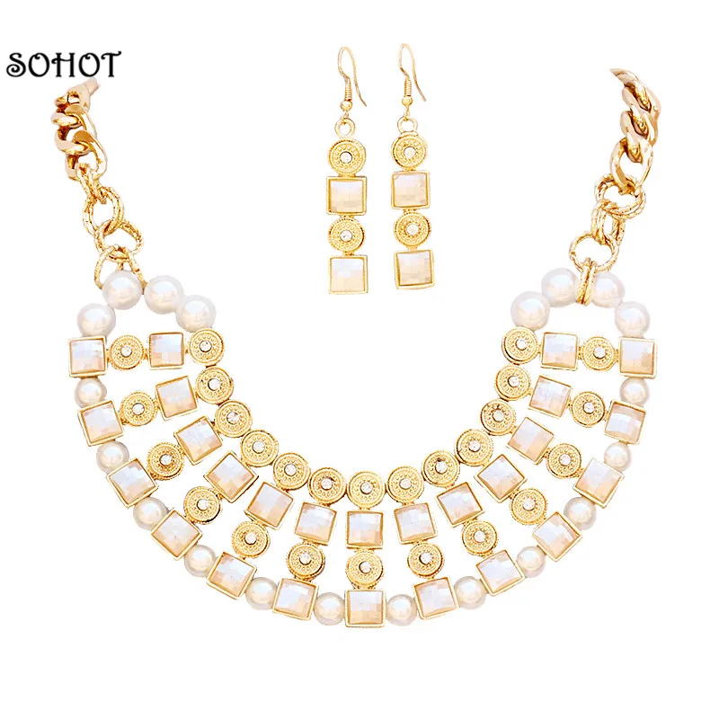 Buy SOHOT Romantic Rhinestone Imitation Pearl Metal