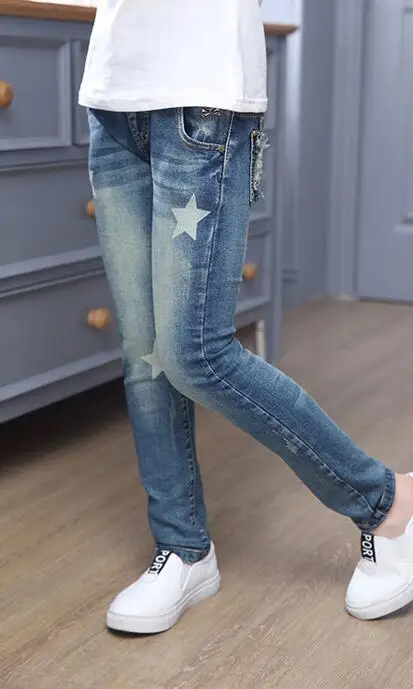 Летние джинсы для маленьких девочек г. новые модные штаны для девочек джинсовые джинсы с рисунком узкие брюки длинные штаны детские брюки От 4 до 11 лет - Цвет: five star