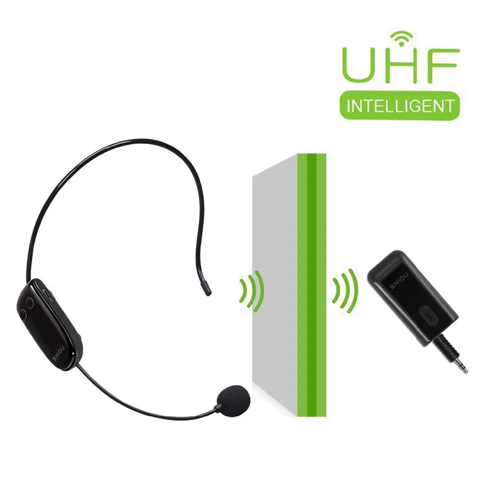 SHIDU U8 UHF Wireless Microphone Headset MIC Voice Amplifier 2 in 1 Handheld Portable for Speech Teacher 3.5mm Plug Receiver | Электроника