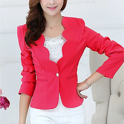 

New Women's Fashion Business Coat Casual Slim Fit One Botton Suit Blazer Mini Top