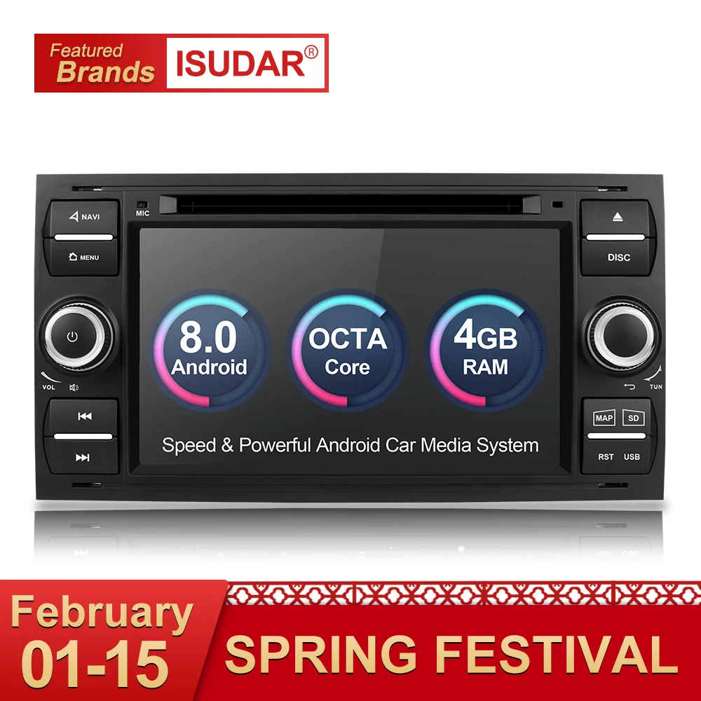 Billige Isudar Auto Multimedia Player GPS Android 8.0 2 Din Für Ford Mondeo Focus Transit C MAX Auto Radio bluetooth DVR Autoradio DSP