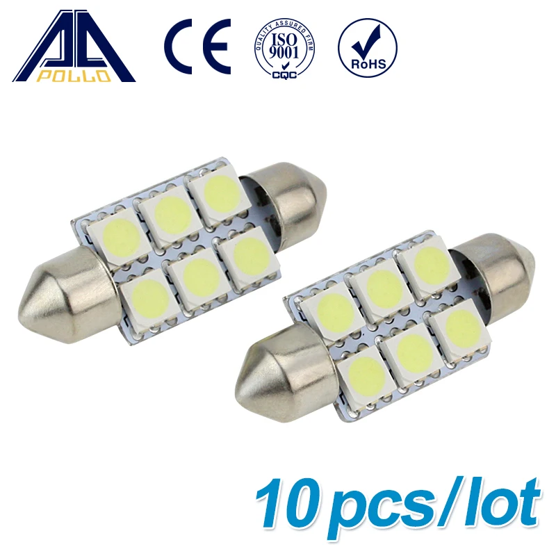 Pack of 2 2xWhite 31MM Dome Map Interior LED Light 3528 6-SMD Lamp