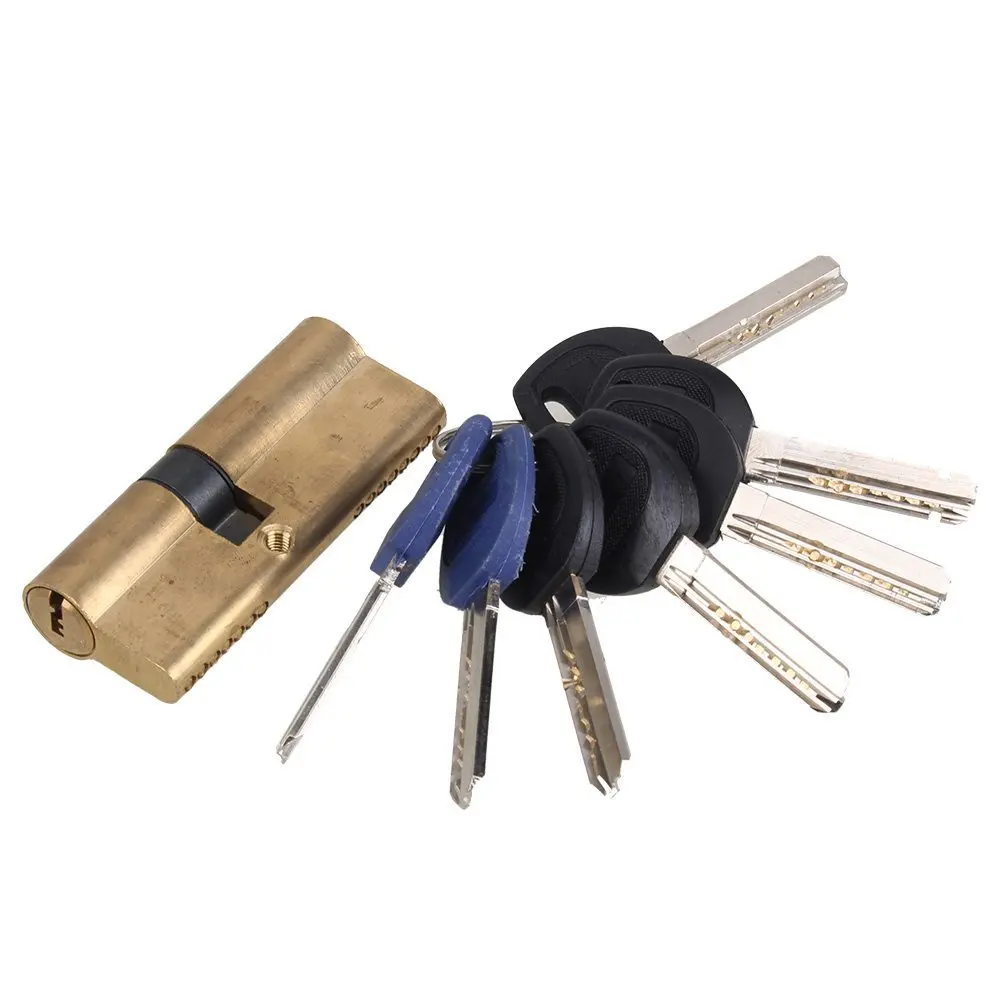 Door Lock Brass Gold Euro Profile Cylinder with 7 Keys
