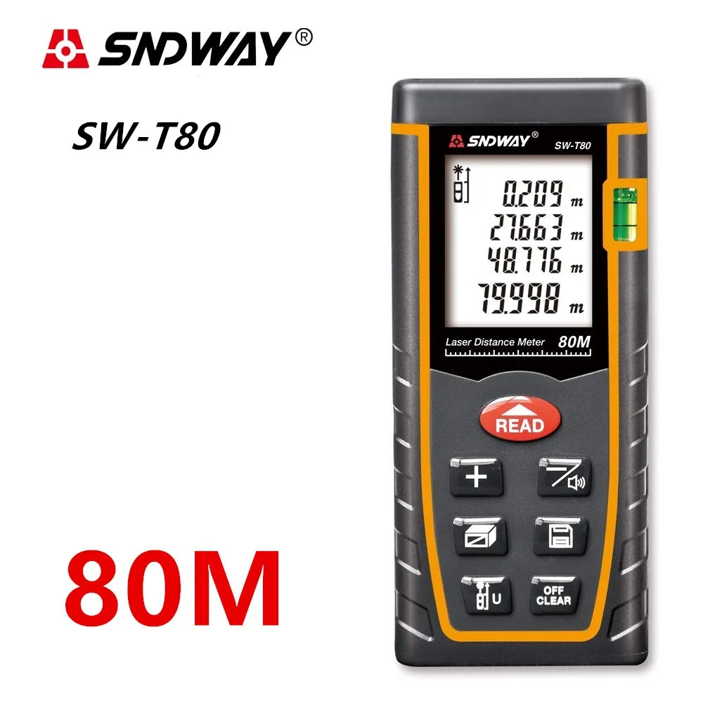 SNDWAY Laser distance meter Laser rangefinder Range finder trena Laser tape measure 40M 60M 80M 120M ruler Roulette Diastimeter