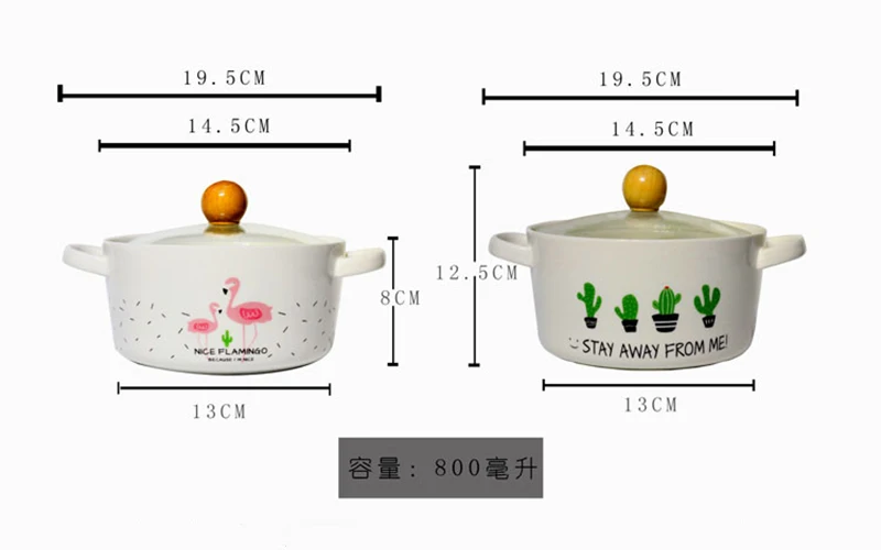 Мультяшная кактус креативная керамическая чаша двойное ухо анти-обжигающая суповая чаша корейский стиль большая емкость миска для лапши