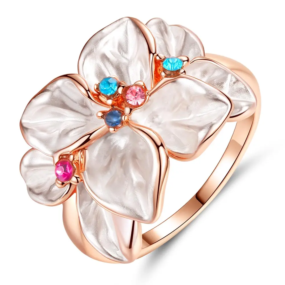 

HPXmas Fashion Flower Shape crystal Ring for Women Ladies Gifts Jewelry Wedding Engagement Promise C21