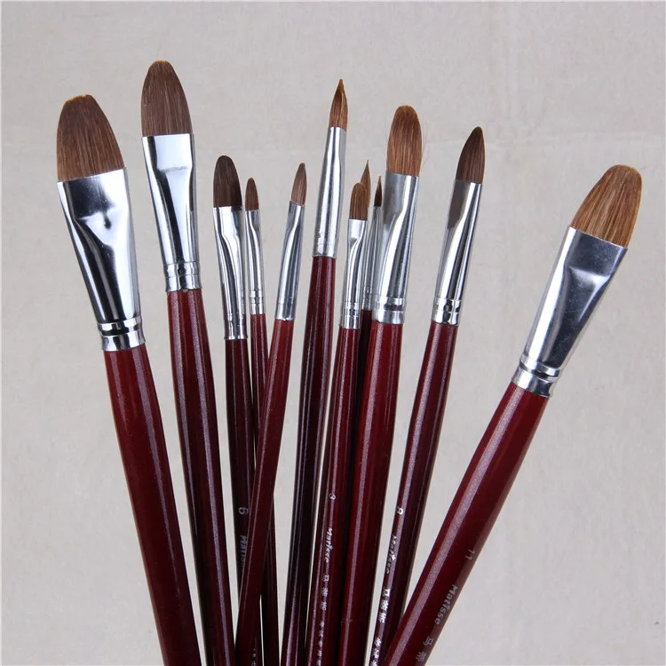 Goedkoop Factory outlets 6 stks set hoogwaardige wezel haar borstel schilderen borstel tong piek rij borstel pak acryl Set Tekening Art Supplies
