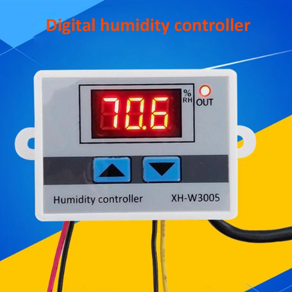 

XH-W3005 Humidity Controller with LCD Display High Accuracy Humidity Sensor Hygrometer Switch 0~99% RH Hygrostat with Sensor 12V