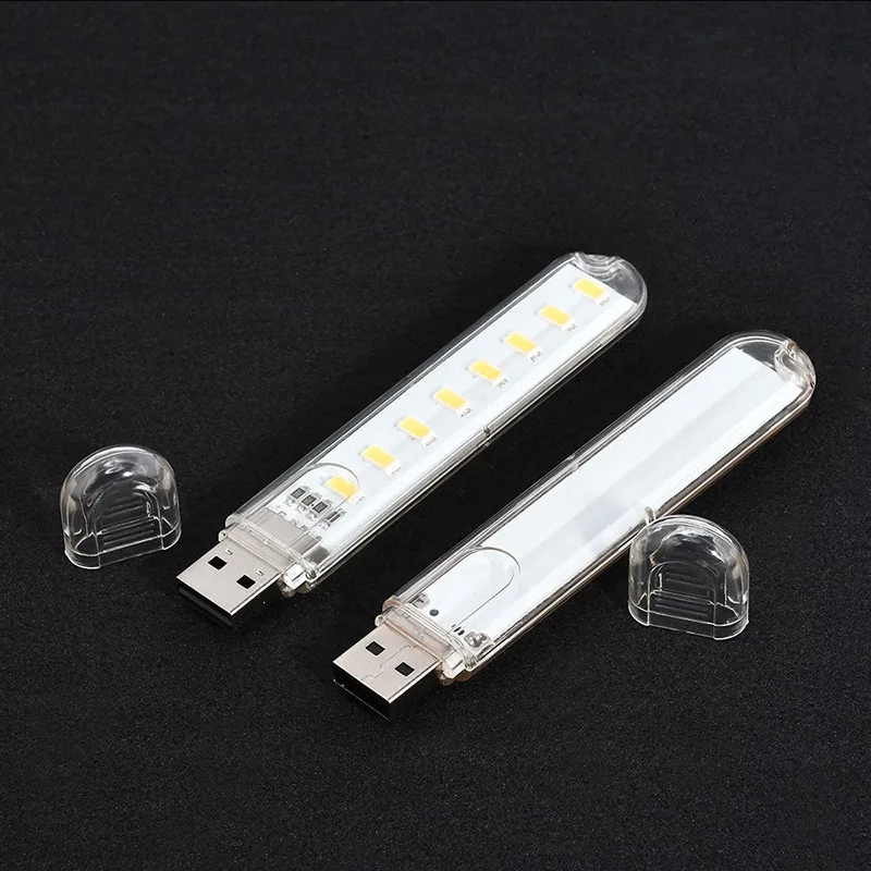 Мини USB светодиодный фонарик 8LED рабочий свет портативный лампа белый/теплый