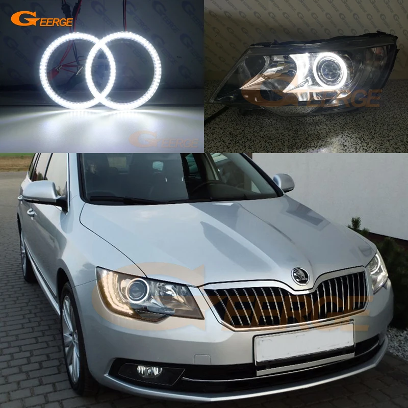 Для SKODA SUPERB 2 II подтяжку лица 2013 фара отличное Ультра яркое освещение smd комплект светодиодов «глаза ангела» DRL