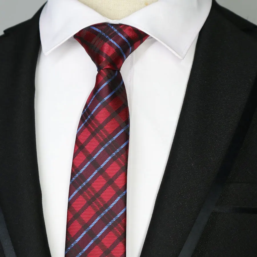Новые 6 см мужские Узкие галстуки из полиэстера, Шелковый узкий галстук на шею в полоску, в горошек, с узором пейсли, мужские галстуки для свадебной вечеринки, красные, черные, желтые тонкие галстуки - Цвет: HJL-GT-15
