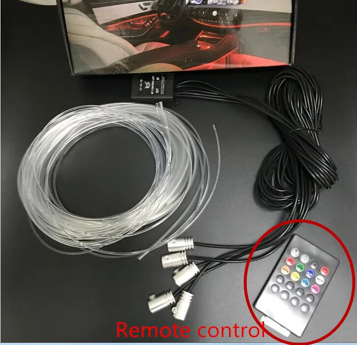 Светодиодный RGB полосы окружающей среды светильник Bluetooth Применение Управление для украшения интерьера автомобиля светильник лампа 8 цветов DIY музыки 6 м волокно опт - Испускаемый цвет: 6M Remote   Control