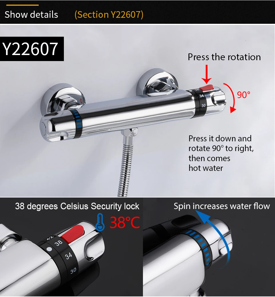 GAPPO Shower Faucets bath mixer with thermostat wall mounted shower tub faucet thermostatic water mixer bath griferia