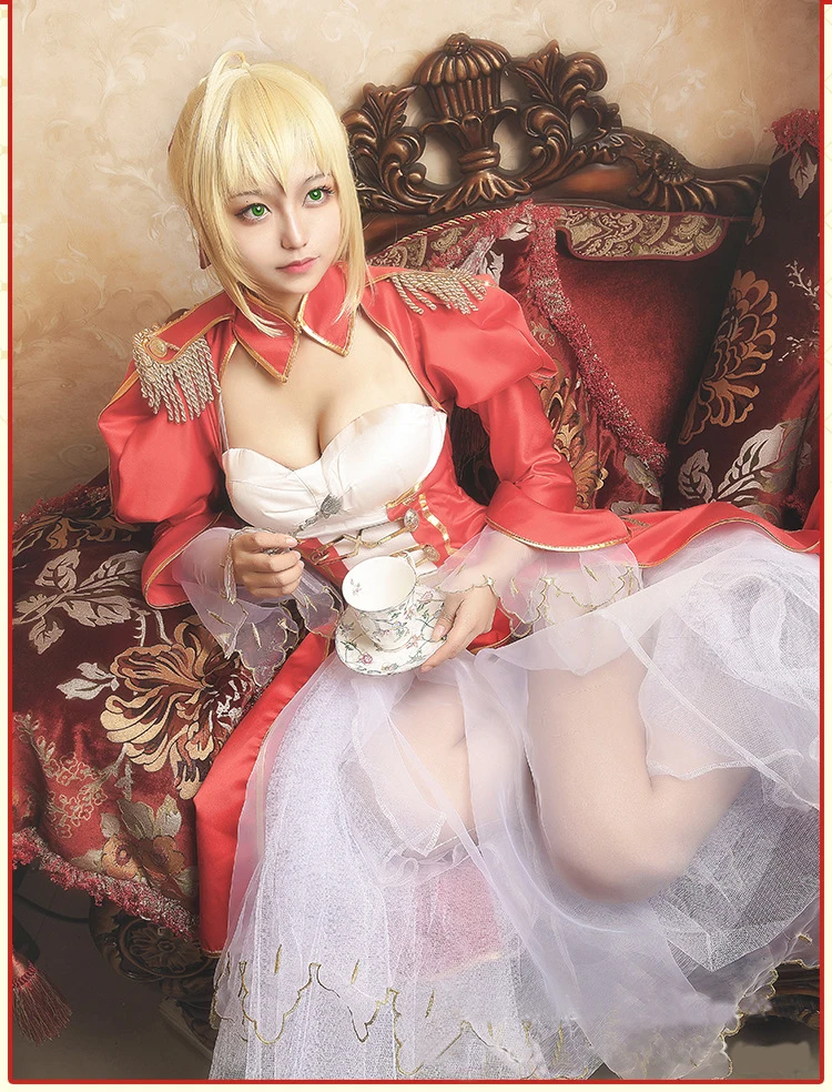 Судьба/Grand заказ saber красное платье Fate/EXTRA Nero карнавальный костюм