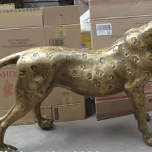 Bi001739 6" Китайский Бронзовый Богатство Дикий Леопард Пантера Статуя Льва Животные Скульптура