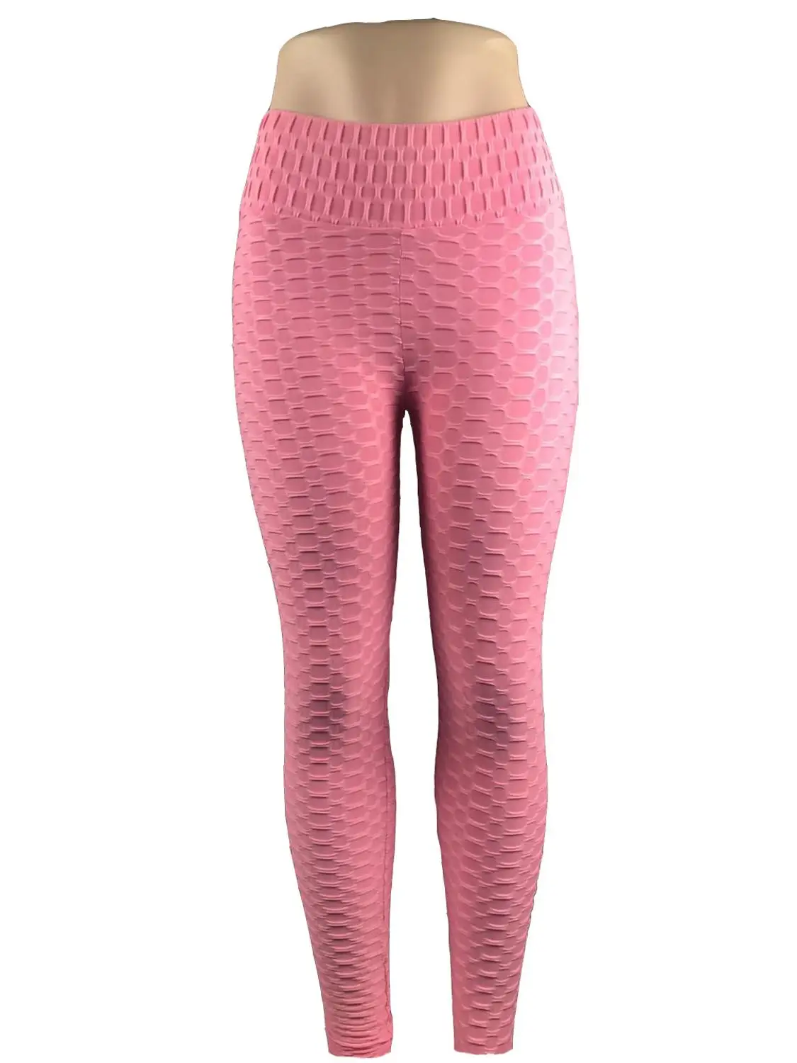 Женские леггинсы с высокой талией, пуш-ап, целлюлитные облегающие леггинсы для фитнеса, текстурные леггинсы с высокой талией, Леггинсы для йоги - Цвет: Pink