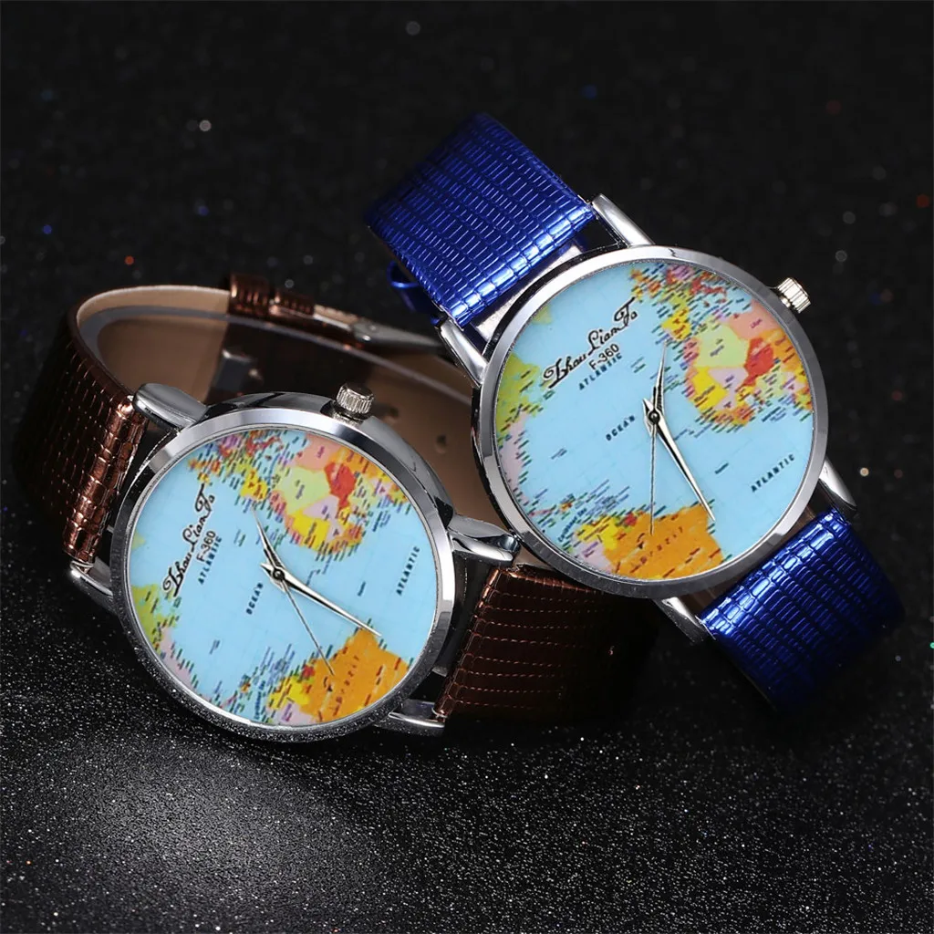 

Fashion New Mini World Womens Watches Leather Quartz Watch Women Unisex Map Airplane Travel Around The World Ladies Watch 2019