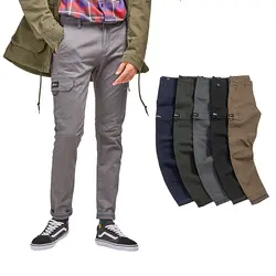 Новые хлопковые повседневные мужские брюки модные, средняя посадка Штаны modis джоггеры эластичность мульти-карман уличная военных грузов