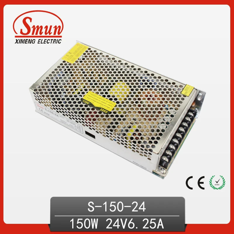 S-150-24 AC 110V/220V DC 24V 스위칭 LED 전원 공급 장치 6A 150W 전압 드라이버