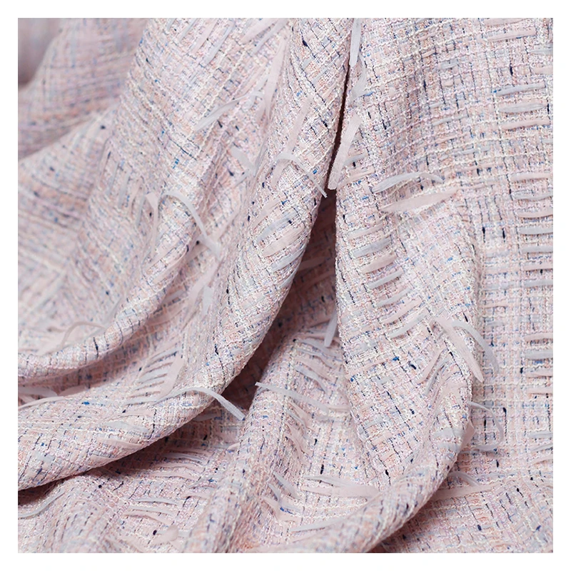 150cm Width Light Pink Weaving Tweed Polyester Cotton Fabric with ...