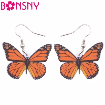 

Bonsny Acrylic Drop Dangle Long Insect Monarch Butterfly Earrings For Women 2017 New Fashion Jewelry Spring Summer Accessories