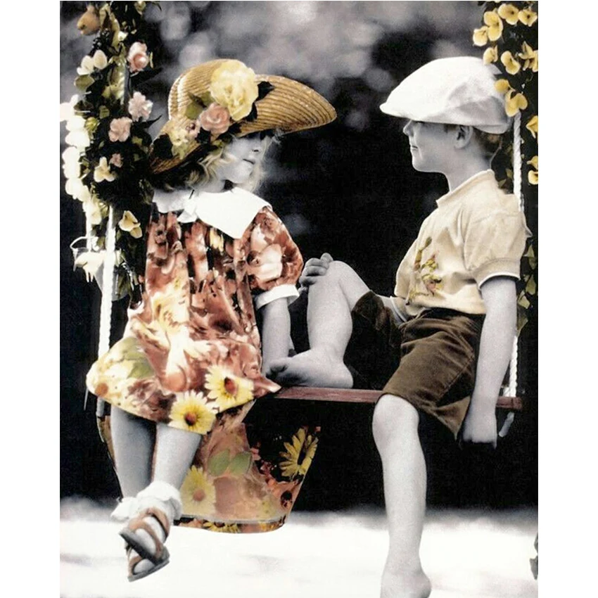 

DIY Diamond Painting Cross Stitch, 5D Diamond Embroidery, Little Kids Lovers,Swing,Diamond Mosaic,Needlework,Wall Decor,Gifts