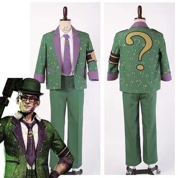 

Batman: Arkham City The Riddler Dr.Edward Nigma Outfit Cosplay Costume Coat+Pants+Shirt+Tie+Gloves